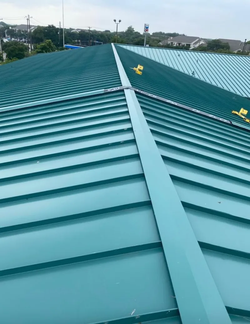 Green commercial metal roof ridge and valley for Metal Roof Repair in East Kapolei